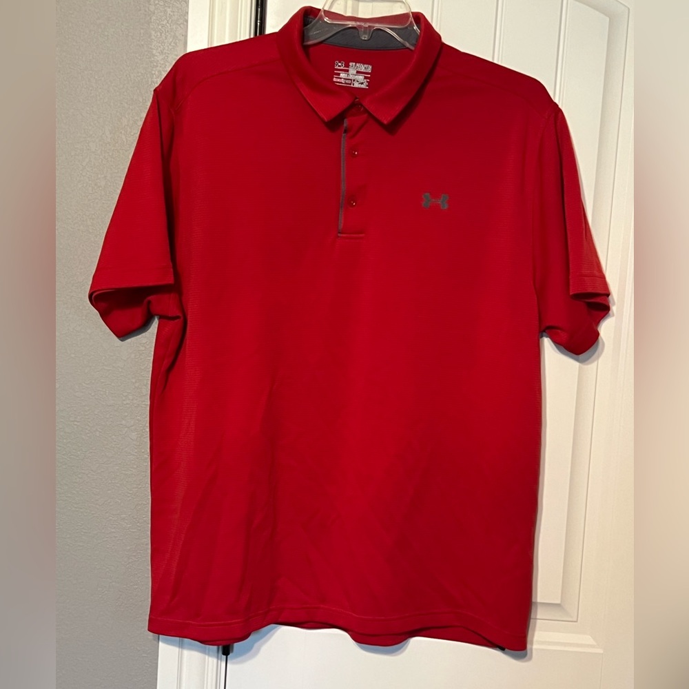 red Under armour polo shirt